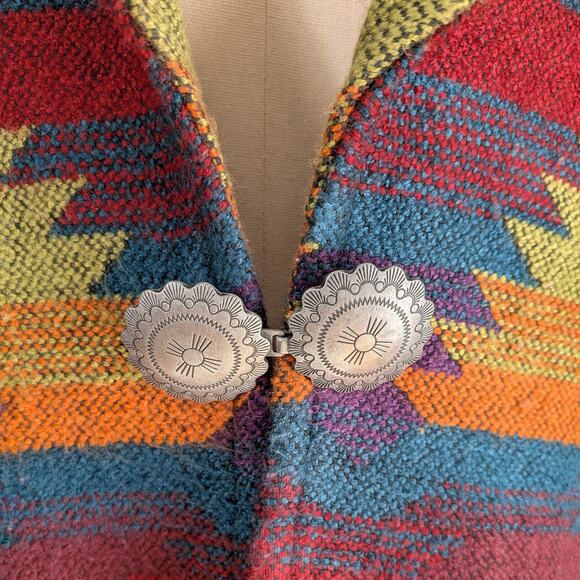 Vintage Southwestern Jacket Blazer 1X Green Purple Mutli West Geometric Concho - Picture 7 of 15